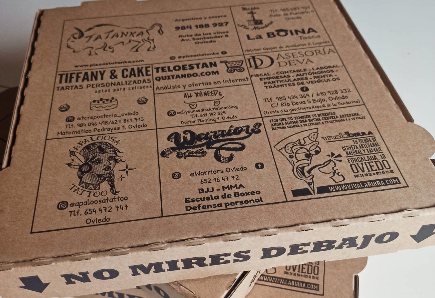 Publicidad en cajas de pizza